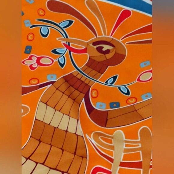 Native Aboriginal Art Silk Scarf Rolled Hem - Picture 11 of 14